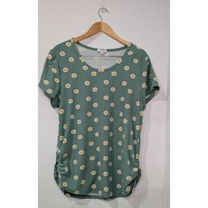 Ruby & Lace Maternity Green Daisy Print Tunic Top‎ Ruched Sides Women's XL